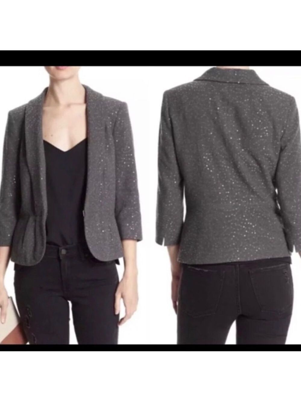 Banana Republic gray sequin peplum blazer Sz 8